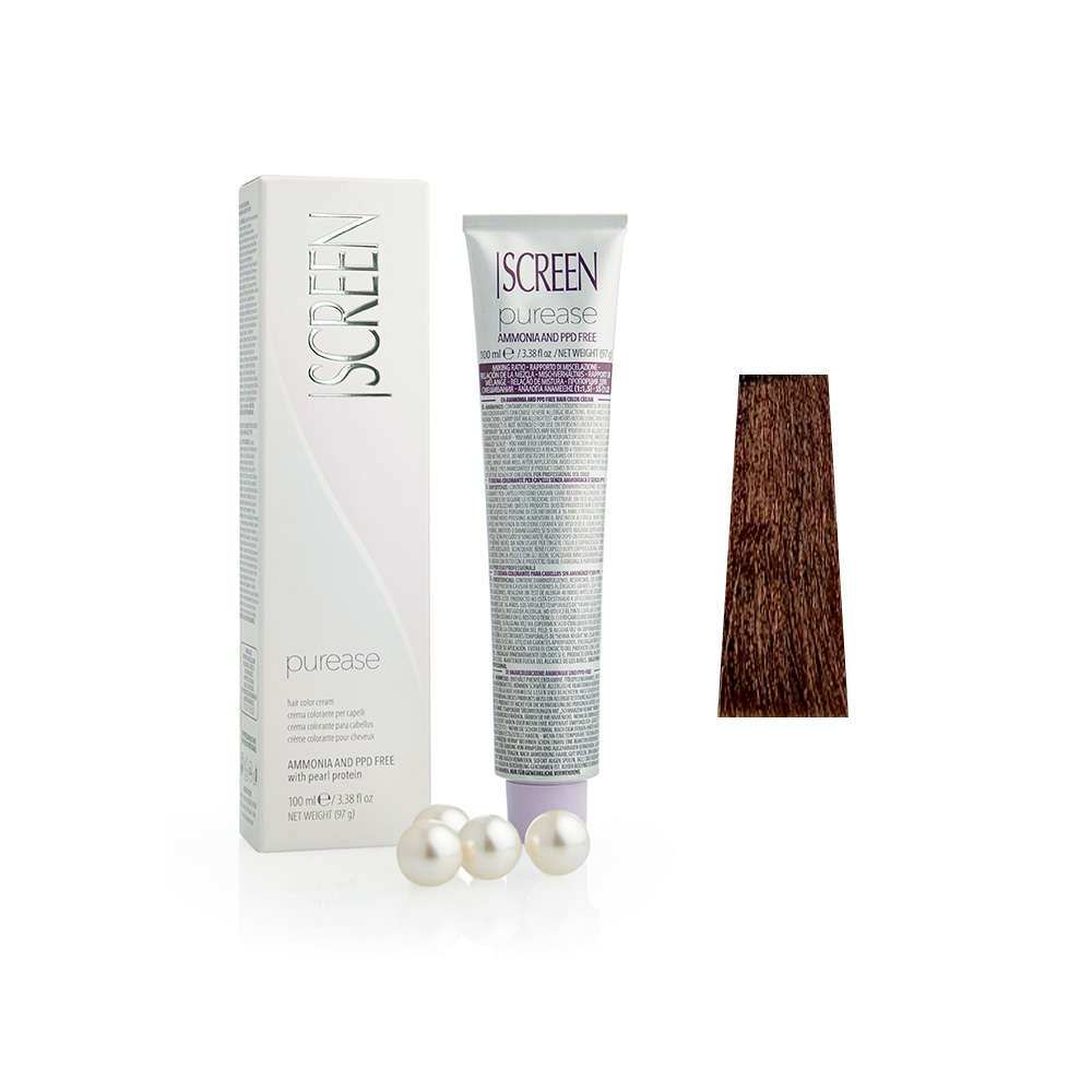 Крем-фарба без аміаку з протеїнами перлів SCREEN Purease 5D (5.3) Golden Light Brownn, 100 ml - 1